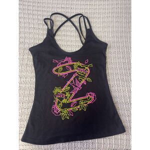 Zumba Wear Spicy Tank Top – One Size, Black w/ Neon Graphic, Excellent Condition